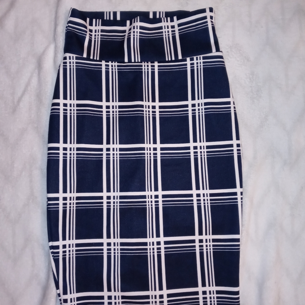 No Comment blue and white plaid skirt